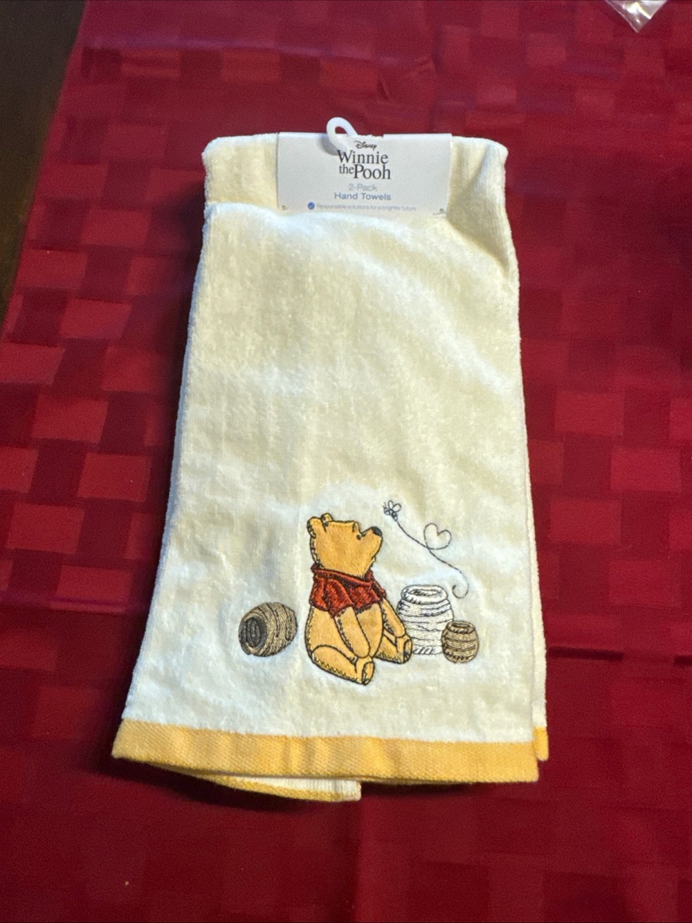 Winnie the Pooh Cream & Yellow Embroidered Hand Towel